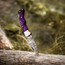 Handmade Damascus Pocket Knife 7"– Purple Resin Handle Folding Knife, Leather Sheath HandiGo USA