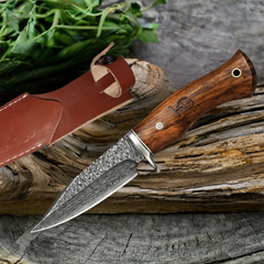 Handmade Damascus Fixed Blade Knife 8.75" For Hunting Camping Outdoor Predator Hunter HandiGo USA