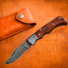 Damascus Hunting Knife 6.75" Folding Camping Outdoor Handmade Predator Hunter HandiGo USA