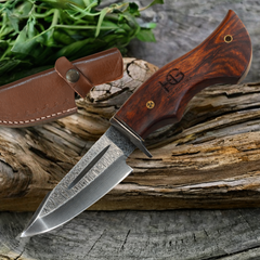 Handmade Damascus Hunting Knife 10" Heavy Duty Fixed Blade Outdoor Camping Hunter HandiGo USA