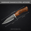 Handmade Damascus Fixed Blade Knife 8.75" For Hunting Camping Outdoor Predator Hunter HandiGo USA