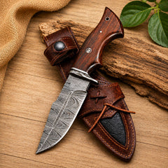 Handmade Damascus Fixed Blade Knife 10" Hunting Camping Outdoor Predator Hunter HandiGo USA
