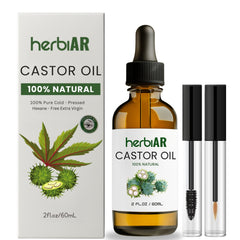 Herbiar Organic Castor Oil Eyelashes & Eyebrow Growth 60ml Natural for Lash Brow Hair & Skin Care